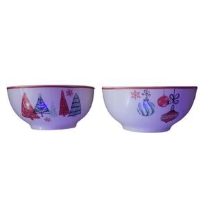 American Atelier Bowls Christmas Bulbs and Presents Porcelain Set of two
